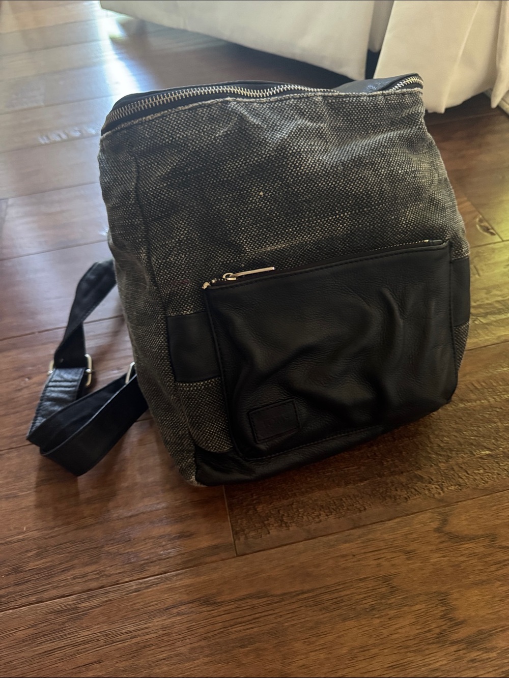 Toms Gray Canvas and Black Leather Backpack - Stylish Everyday Bag